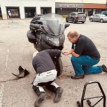 2024_05_0253 Unscheduled front tire change on Damian's bike, Madison, Tennessee, May 2024