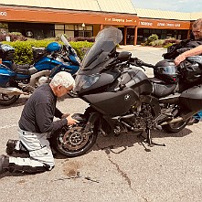 2024_05_0256 Unscheduled front tire change on Damian's bike, Madison, Tennessee, May 2024