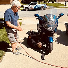 2024_05_0357 Working on the bikes in Steve's Garage, Kansas City, Missouri, May 2024