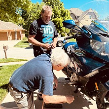 2024_05_0360 Working on the bikes in Steve's Garage, Kansas City, Missouri, May 2024