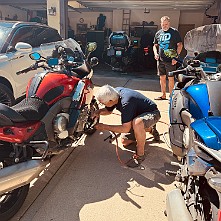 2024_05_0361 Working on the bikes in Steve's Garage, Kansas City, Missouri, May 2024