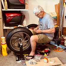 2024_05_0366 Working on the bikes in Steve's Garage, Kansas City, Missouri, May 2024