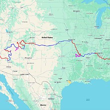 USA Route Planned Route across USA